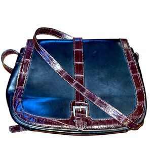 Focus Paris crossbody purse black brown crocodile genuine leather quiet luxury